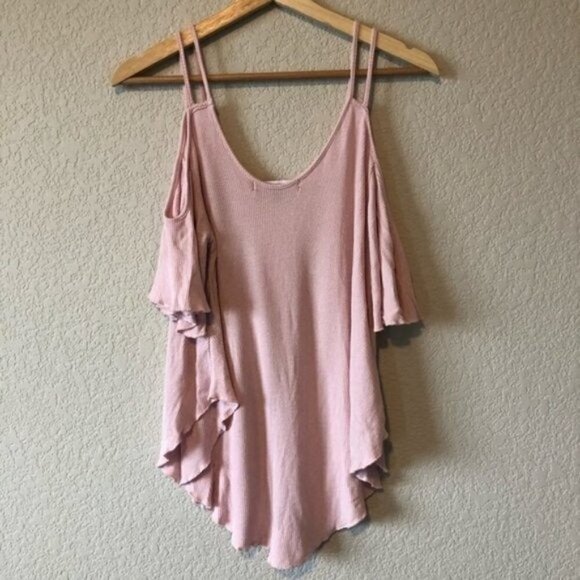 Saks Fifth Avenue Pink Cold Shoulder Top - Picture 3 of 7